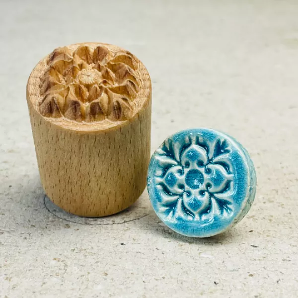 floral ornament clay stamp