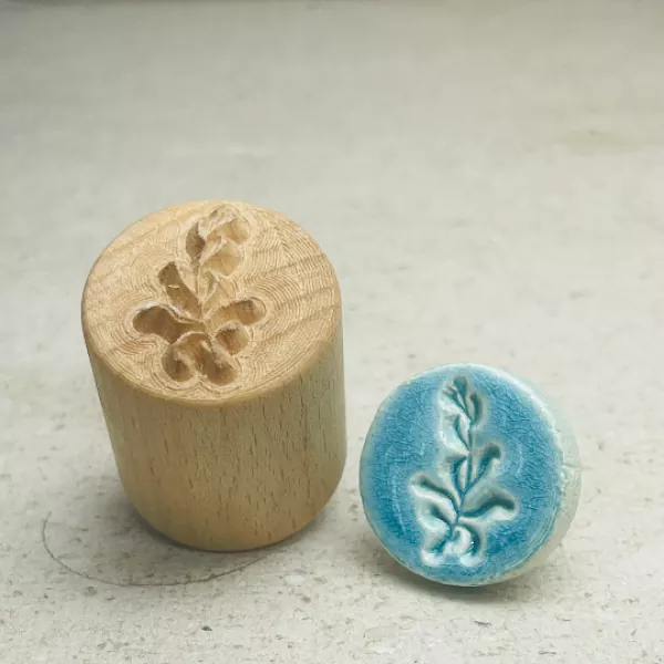 floral ornament clay stamp