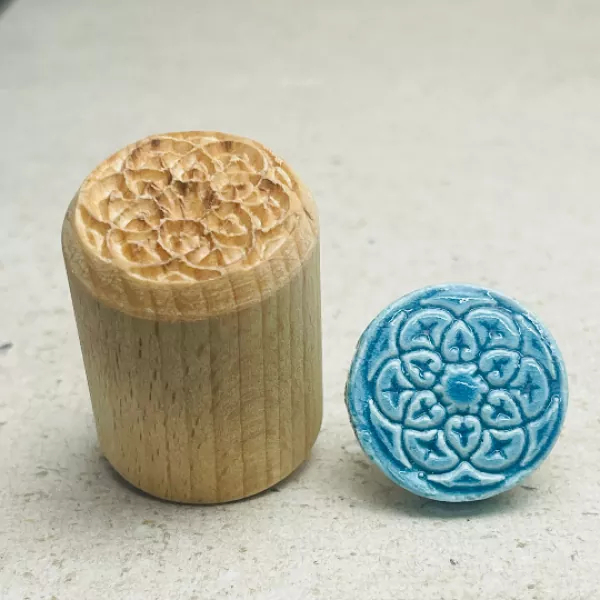 floral ornament clay stamp