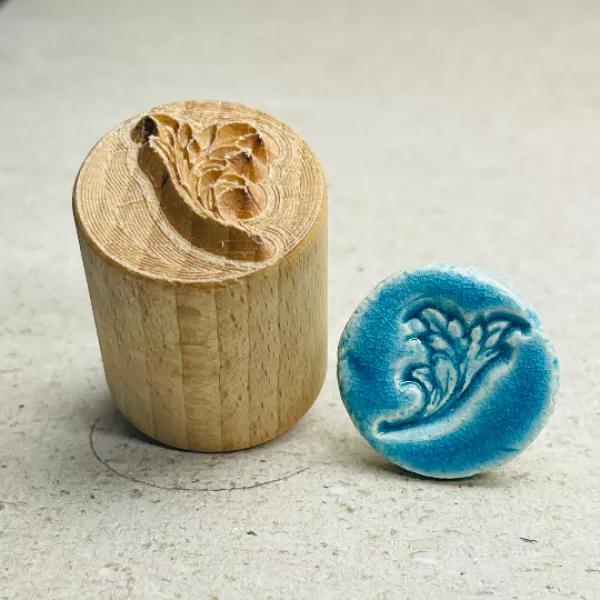 floral ornament clay stamp
