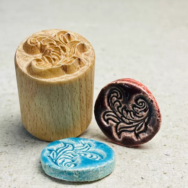 floral ornament clay stamp