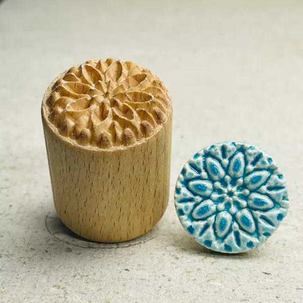 floral ornament clay stamp